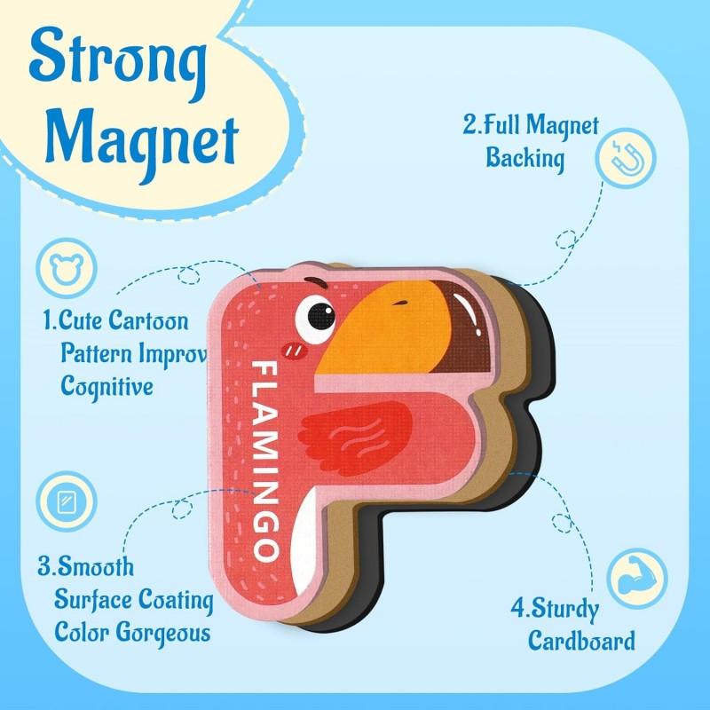 Fridge Magnetic Letters Cute Animal Alphabet 26 Uppercase Letters Learning Toys for Toddlers 1-3 Ideal Educational Gift