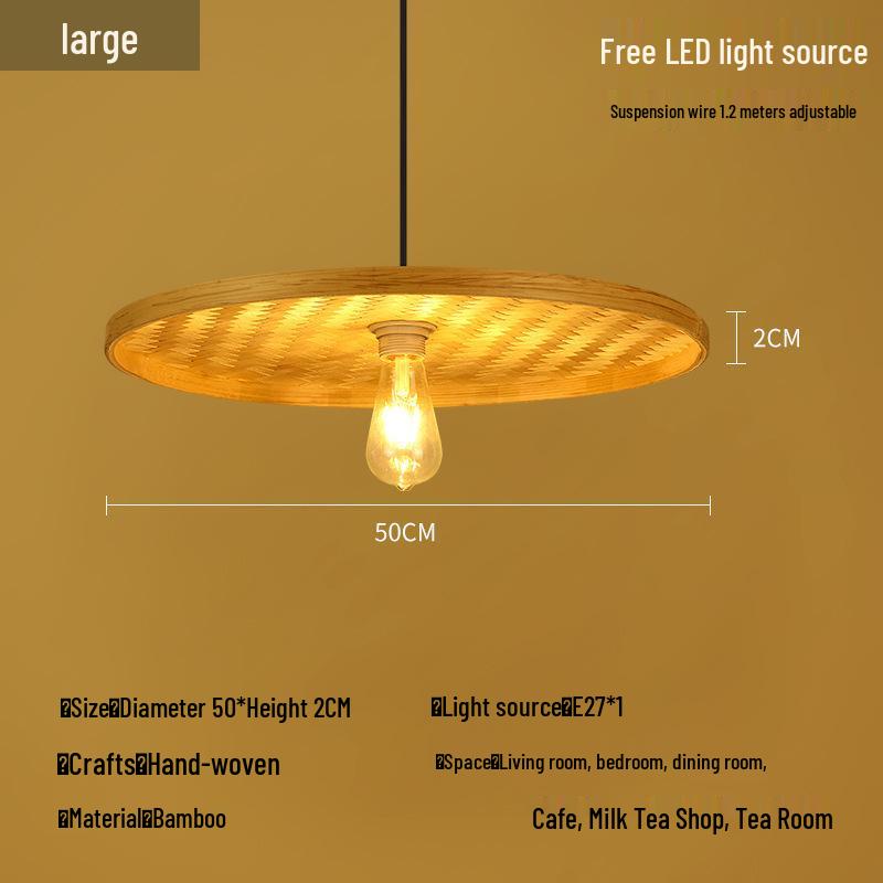 Bamboo Rattan Pendant Lamp: New Chinese & Japanese Style Zen Lighting for Tea Room & Dining, Antique Lantern Design.