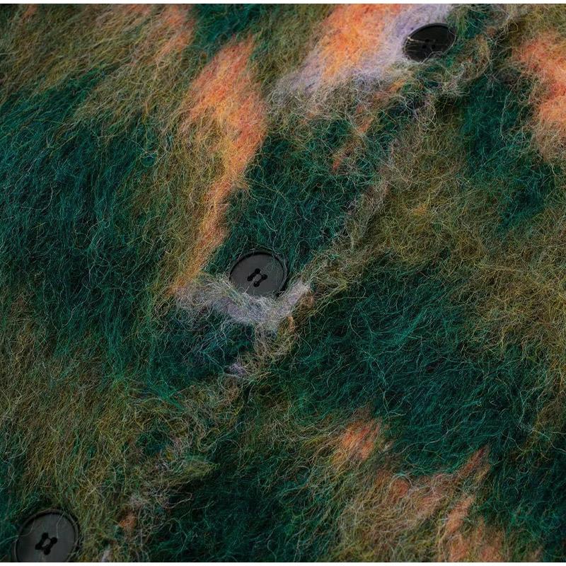 Landscape Paint Tie Dyed Women's Cardigan Sweater Fashion V-neck Single Breasted Female Sweaters 2024 Autumn Chic Lady Outwear