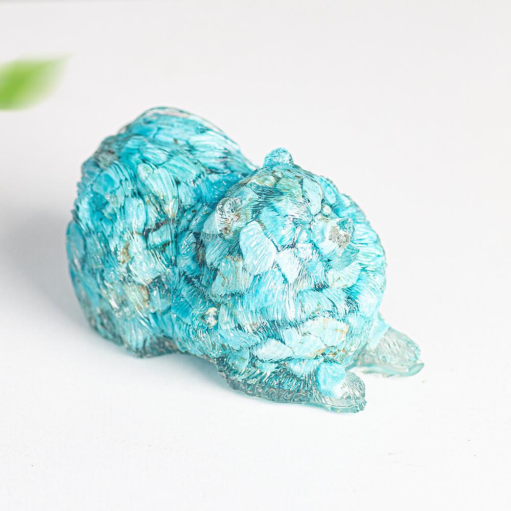 Resin Filled Water Crystal Dog Ornament With Semiprecious Stones For Office Decor And Collectors