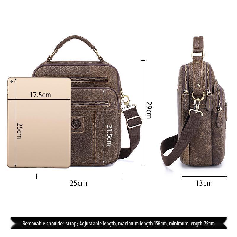 Lion Leiden Vintage Genuine Cowhide Leather Crossbody Shoulder Bag for Men