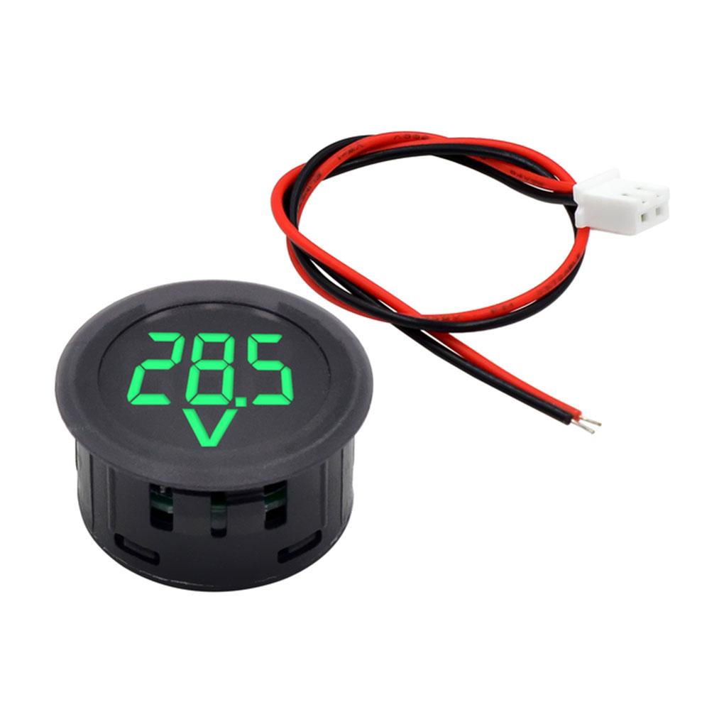 DC 4-100V LED Digital Display Round Two-wire Voltmeter DC Digital Car Voltage Current Meter Volt Detector Tester Monitor Pane