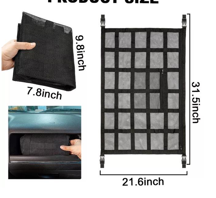 Car Roof Double-Layer Storage Mesh Organizer Bag