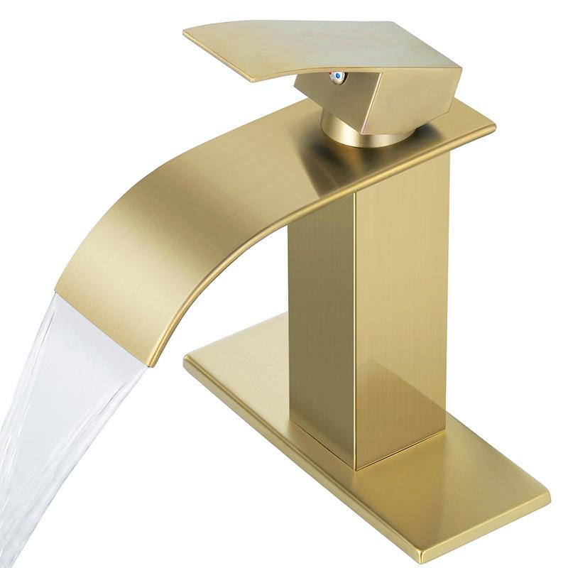 Modern Waterfall Basin Faucet 304 Stainless Steel Nickel/Black Washbasin Faucet Square Hot And Cold Mixed Bathroom Basin Tap