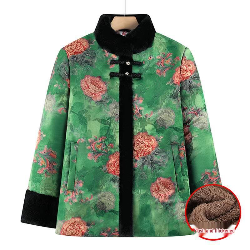 

Warm Fleece-Lined Cotton Jacket for Middle-aged and Elderly Women XL (85-100 jin)