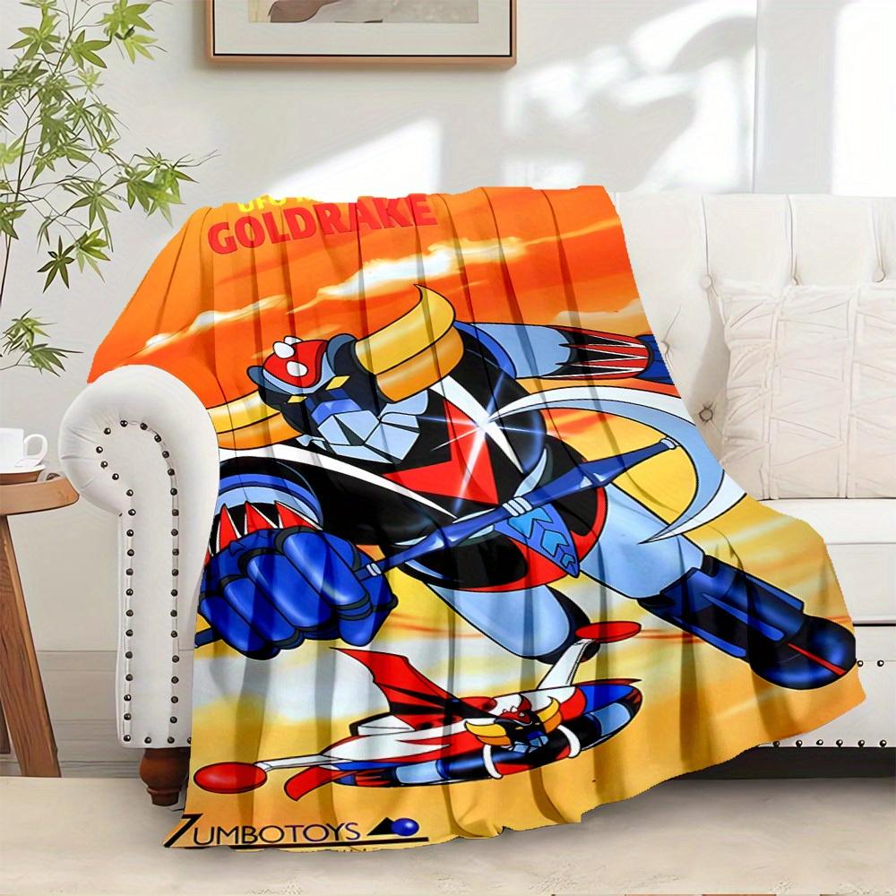 1pc UFO Robot,Goldrake,ZumboToys Digital Print Flannel Blanket - Contemporary Style, Suitable for All Seasons, Perfect for Home, Travel, or