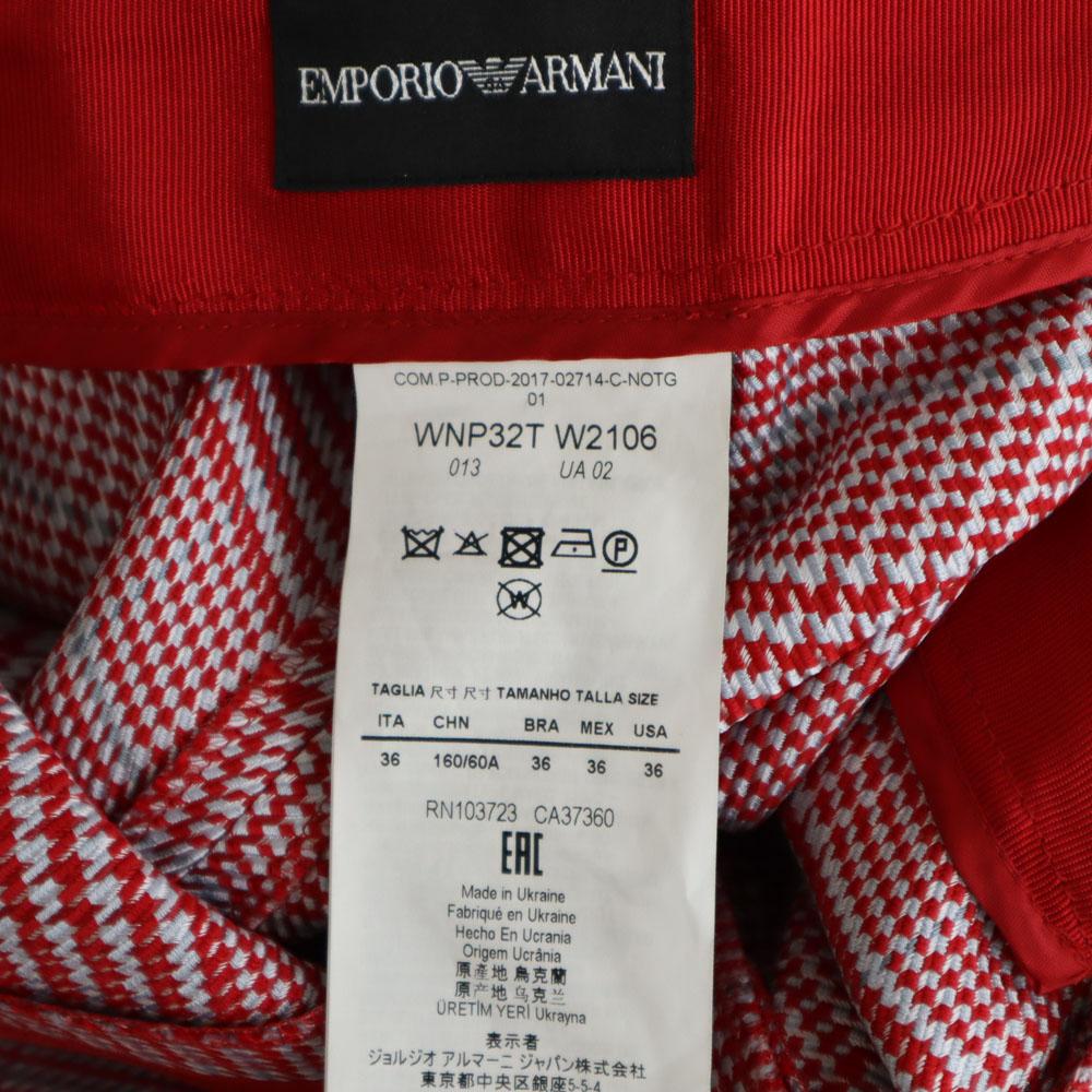 Unused Emporio Armani Check Pattern Slacks Pants 36 Reddish Women Used