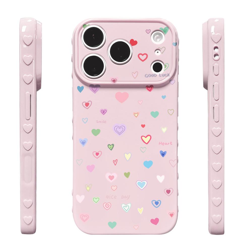 Ins Scattered Color Heart Suitable for Apple 16PM Creative iPhone17/16PRO Anti-drop New 15/17 Mobile Phone Case