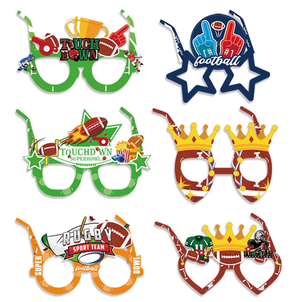 12pcs Super Bowl Paper Glasses, Rugby Decoration Photography Props, Party Supplies, Party Photography Props