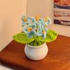 Hand Knitted Crochet Flower Doll Artificial Flower Potted Plant Wool Knitting Doll Forget-me-not Lily of The Valley