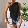 Women Irregular Asymmetrical Off Shoulder Slim Fit Strappy Camisole Vacation Beach Top