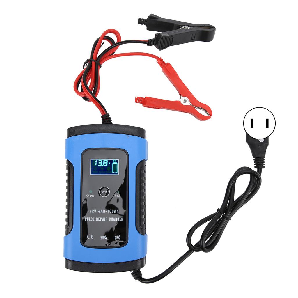 Motorcycle Battery Charger 12V 6A Digital Display Intelligent Repair Tool 100‑240VUS Plug