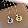 French Exquisite and Simple Style Zircon Round Hollow Pendant Necklace Accessories Women's Sweater Chain Necklace