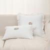 With Lotus Frill White Cotton Pillow Case Washed Material Embroidered Cushion Cover  Pillow
