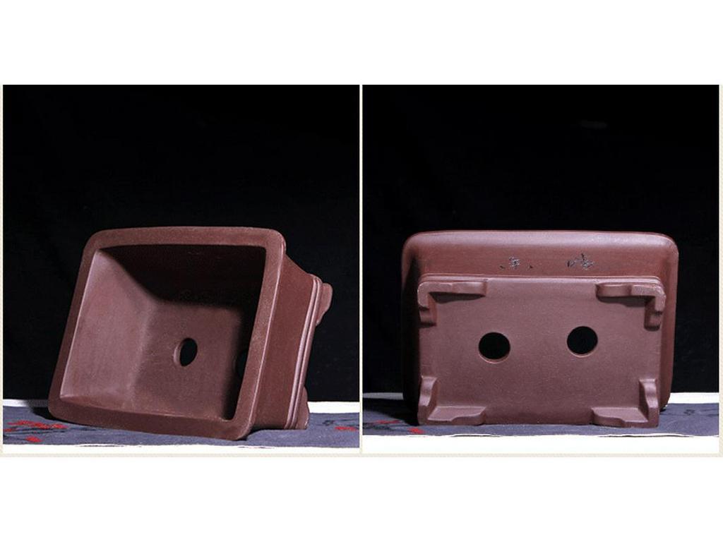 Extra-Large Breathable Purple Clay Square Bonsai Pot for Succulents and Green Plants