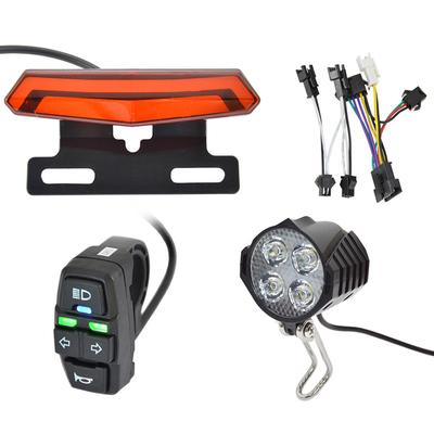 24-48V Ebike Front Brake Rear Light Set Horn Headlight Switch Energy Saving With Ebike Turn Functional Tail Light Bicycle Light