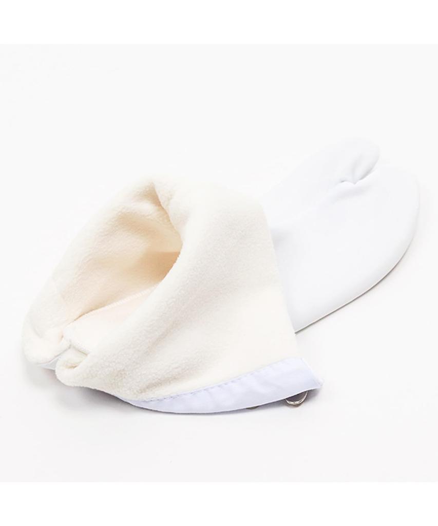 [KYOETSU] Women's Warm Fleece White Tabi Socks with Fasteners, Sizes 21.5cm-28.0cm (2L)