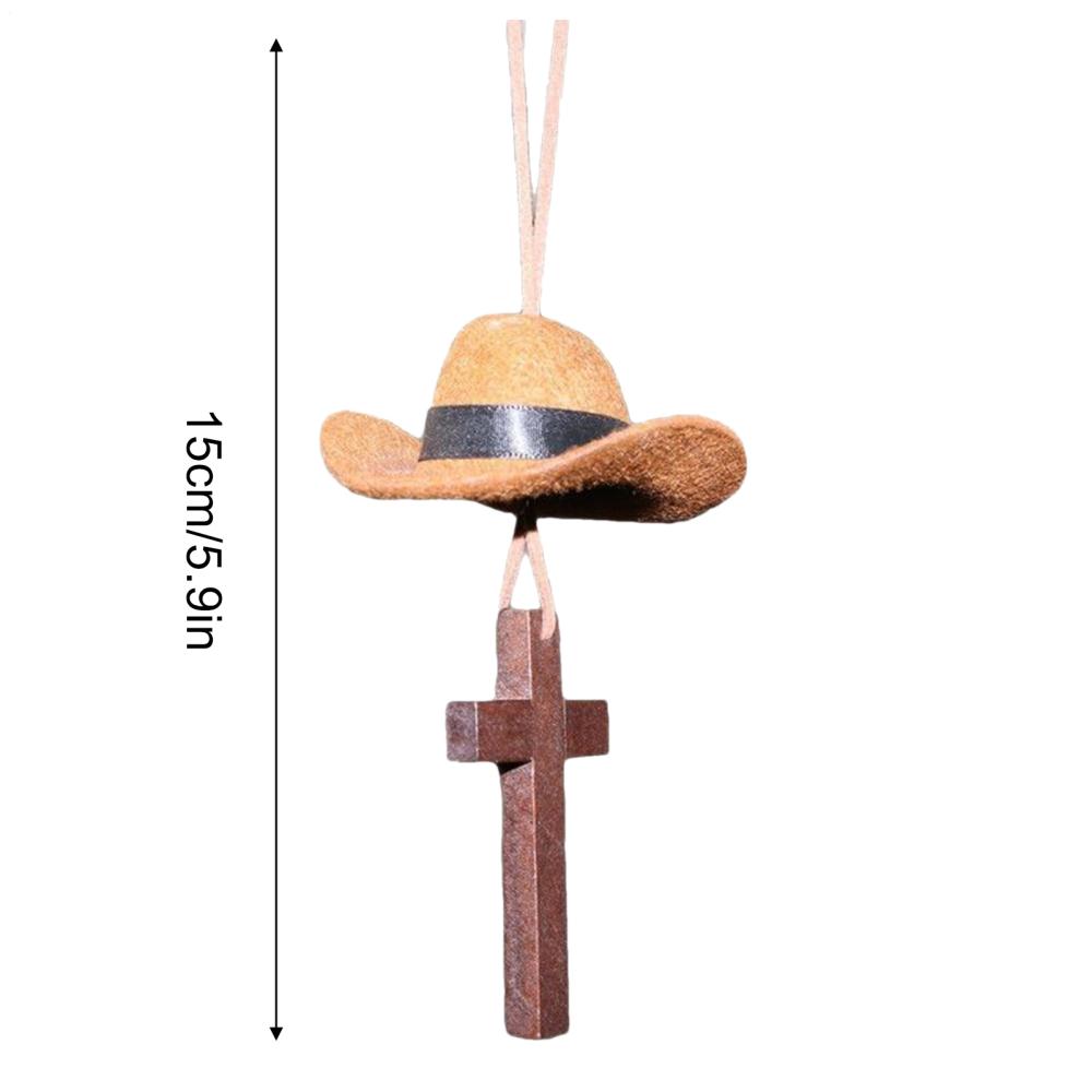 Car Pendant Cowboy Hat Cross Pendant Retro Car Charm Rearview Mirror Accessories For Birthday Christmas Men Women Driver