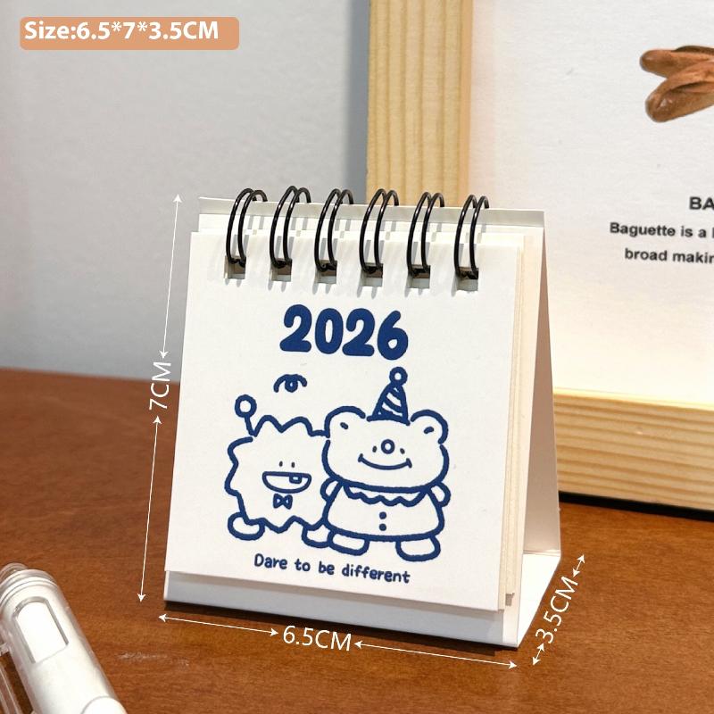 1Pcs Cartoon Portable Coil Monthly Calendar Planner 2026 Horse Year Mini Desk Calendar Office And Home Decor Year'S Present