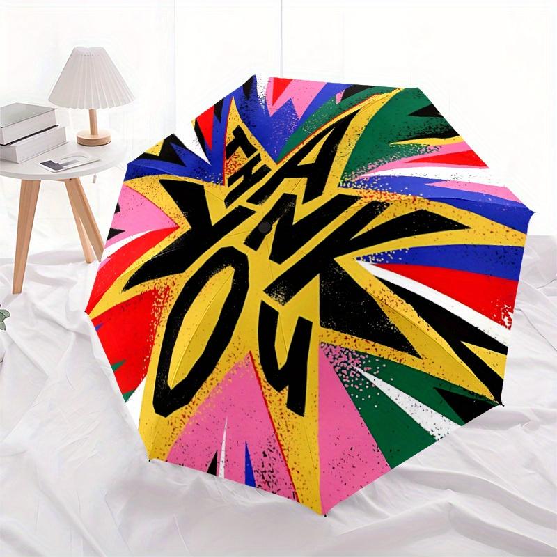 

1pc Thankful Colors Automatic Open 8-Rib Windproof Umbrella, Travel & Commuting, Suitable for All Seasons