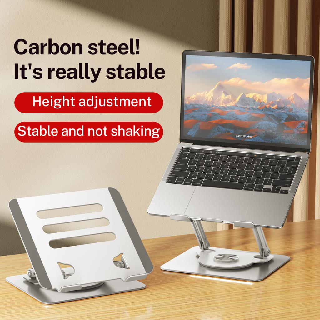 J61 12-17.3 inch Tablets Laptop Stand Height Adjustable Rotating Foldable Carbon Steel Notebook Desktop Holder Riser