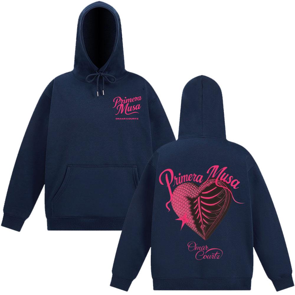 Rapper Omar Courtz Primera Musa 2025 Heart Graphic Hoodie Men Long-sleeved Loose Casual Sweatshirt Aesthetic Trendy Pullover Top