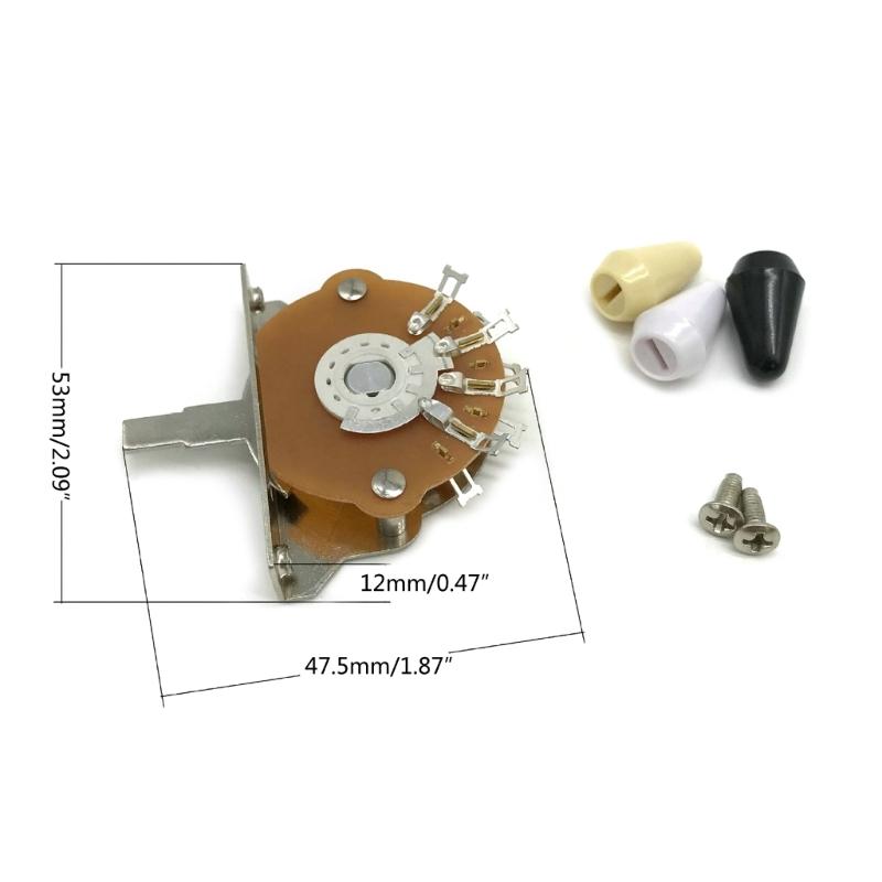 5 Way Short Straight Guitar Toggle Switch Pickup Selector with Black/White/Yellow Tip Knobs Caps for Electric Guitars