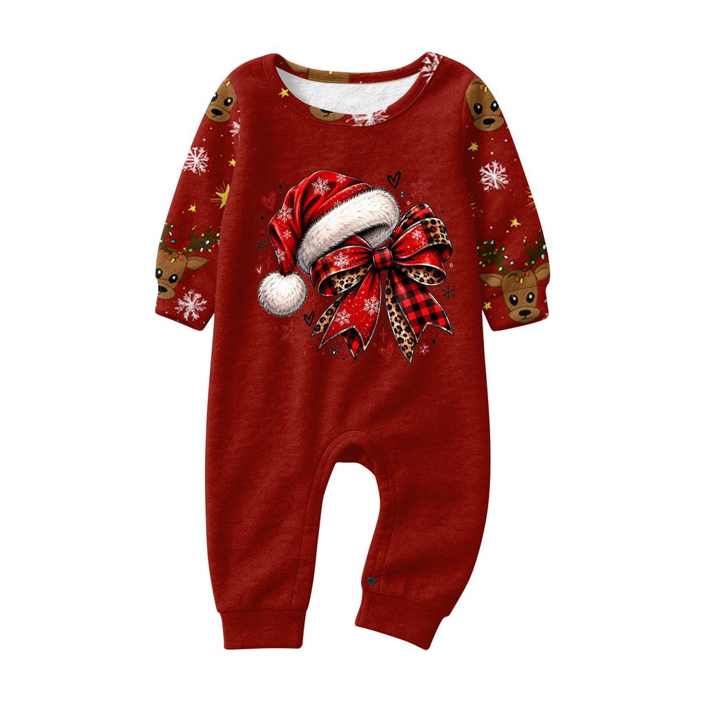 Christmas Print Family Matching Loungewear Set, Long Sleeve Top and Pants Home Wear for Holiday