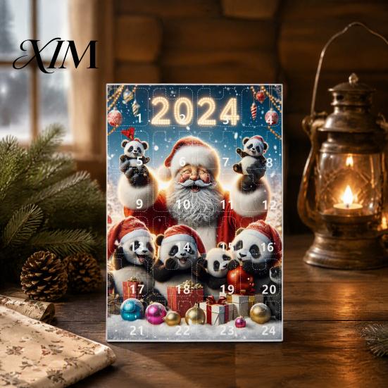 Unique Christmas Gift Panda Advent Calendar, 24 Days Countdown Contains Acrylic Ornament Set Ornaments, Cute Hanging Decorations for Tree Home