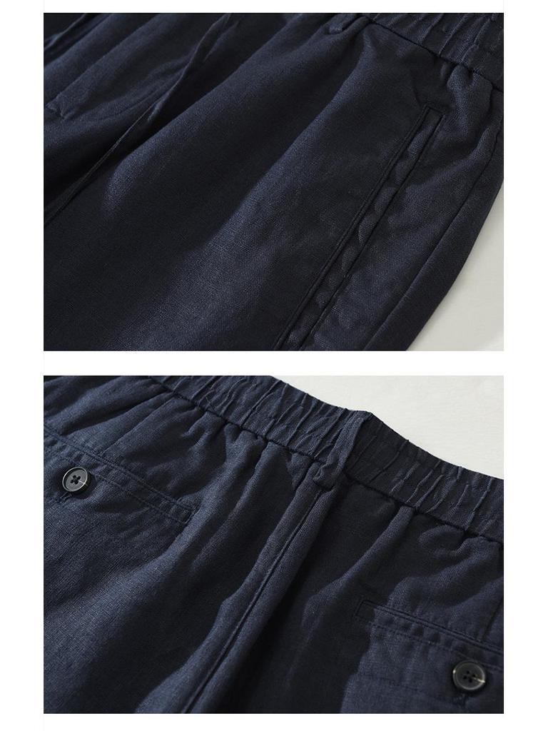 Men's Linen Drawstring Elastic Waist Long Pants - Casual, Loose, Breathable Beachwear