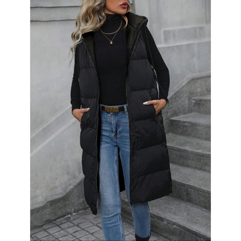 

YYFS Жіночі модні повсякденні одноколірні куртки та пальта без рукавів з принтом осінь-зима XL