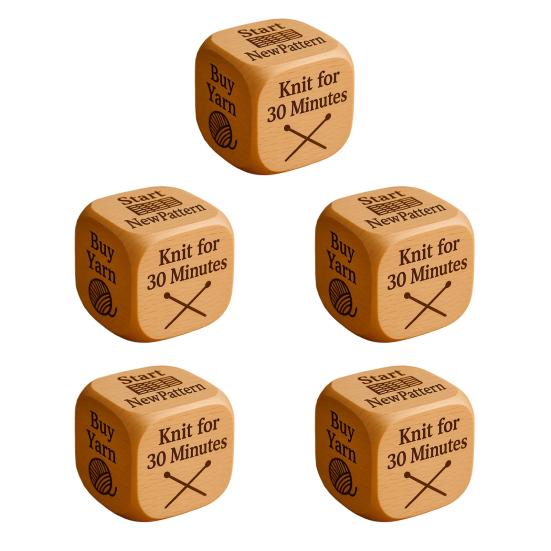 1/2/3/5/6/8Pcs Wooden Quilter Dice with 6 Engraved Quilting Tasks Solid Wood Quilting Embroidery Knitting Projects Baking Drinking Decision Dice Tools