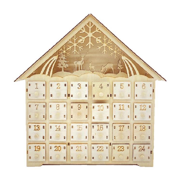 

Xmas Countdown Christmas Decoration with Drawers & LED Lights Gift for Adult Kid 1