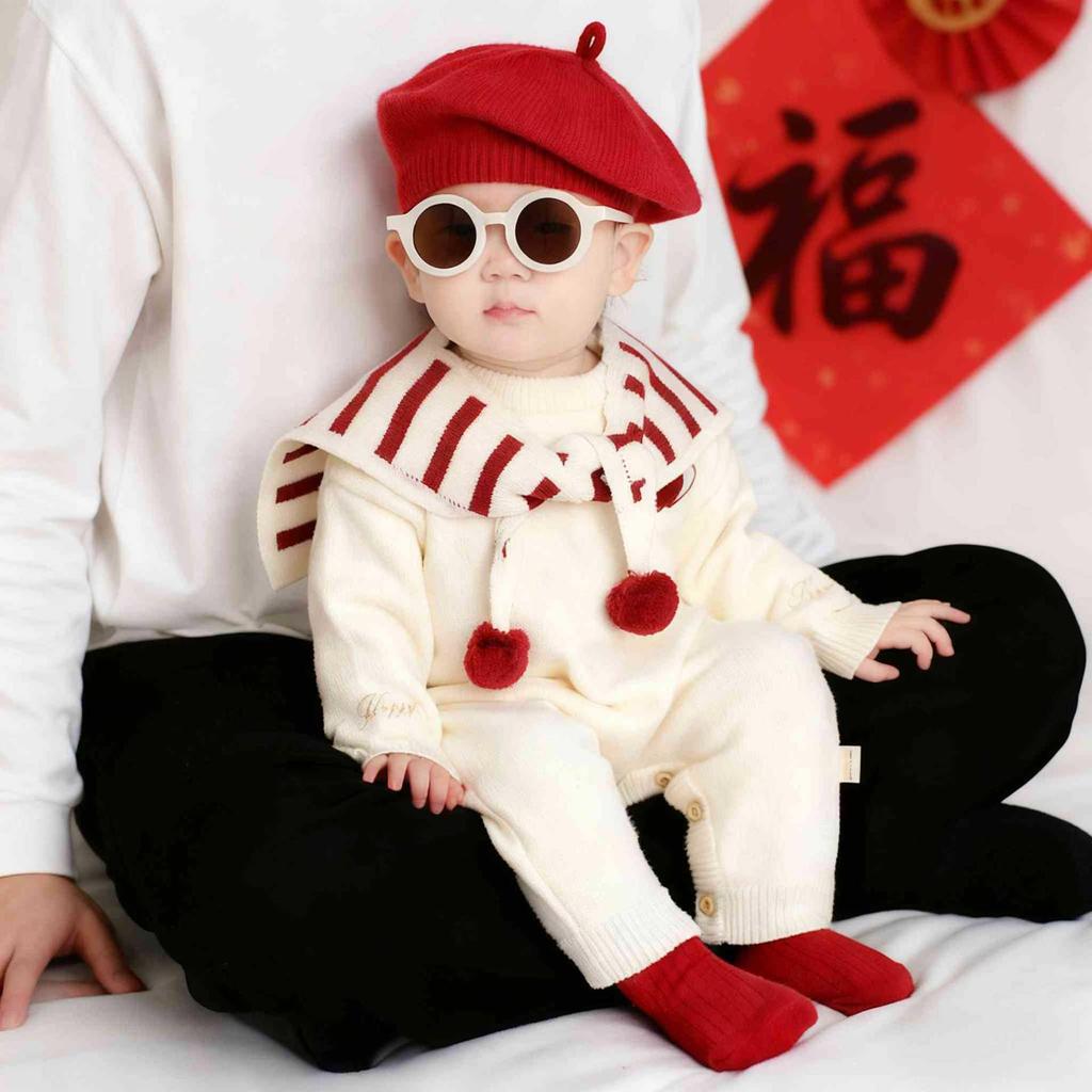 Full Moon Winter Infant Jumpsuit: Cozy 100-Day Outfit for 1-Year-Olds - New Year Visiting and Crawling Clothes for Babies