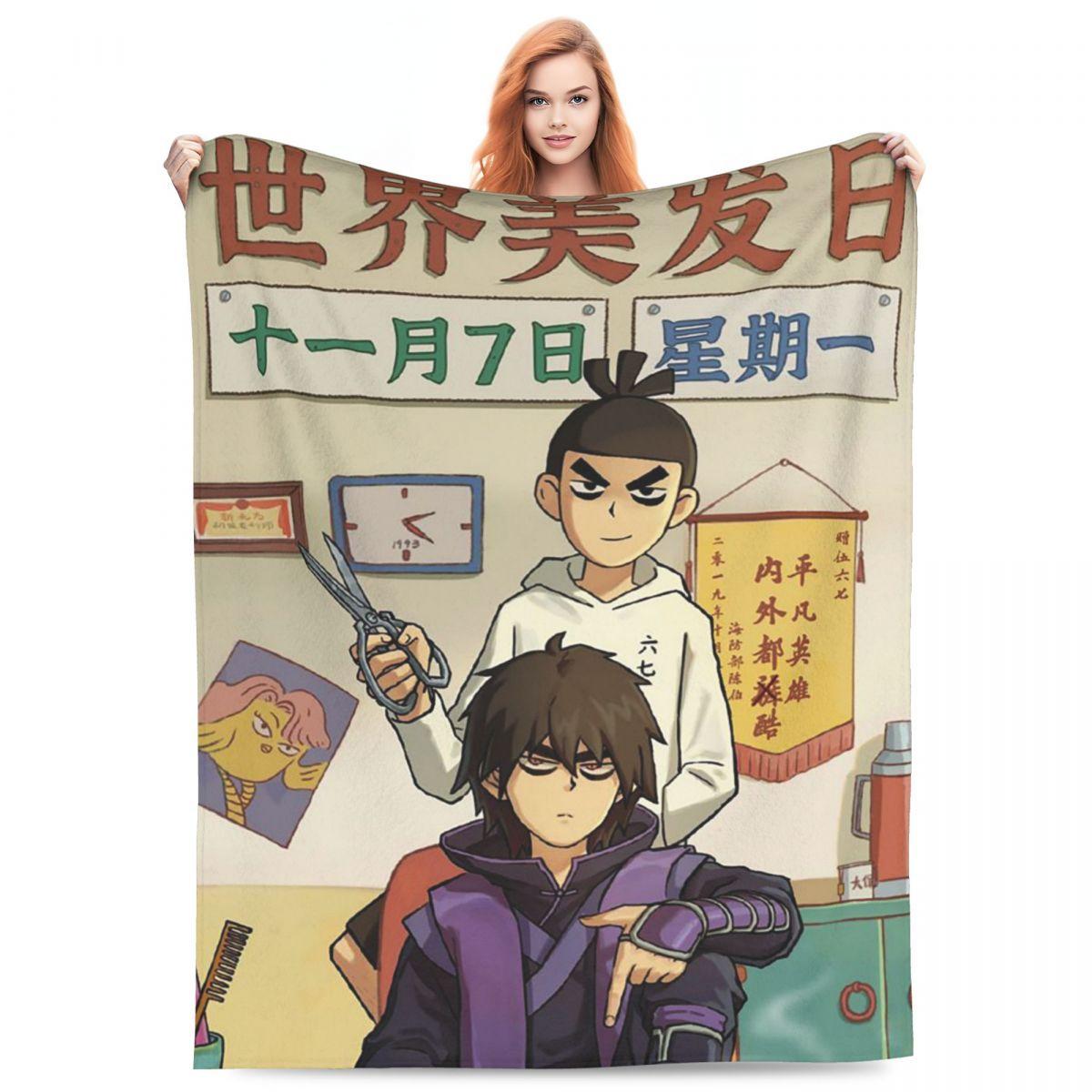 Scissor Seven Action Manga Cartoon Blanket Flannel Throw Blanket Throw Blankets for Home Bedroom Office Throws Bedspread Quilt 75X95CM