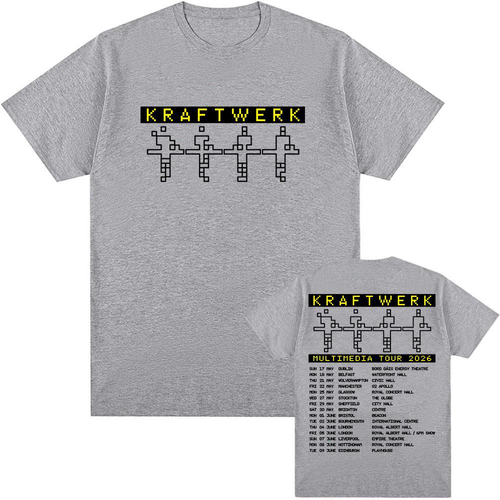Kraftwerk MULTIMEDIA TOUR 2026 Tricouri Mânecă Scurtă Bumbac Bărbați Tricou Fashion Unisex Streetwear Imprimeu Grafic Îmbrăcăminte Casual