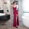 2025 Red Strapless High-Slit Sexy Fishtail Dress