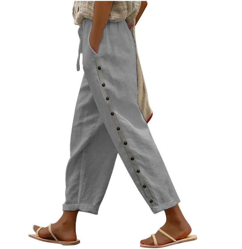 2024 Autumn Women's Elastic Waist Loose Cropped Pants - Versatile Casual Style
