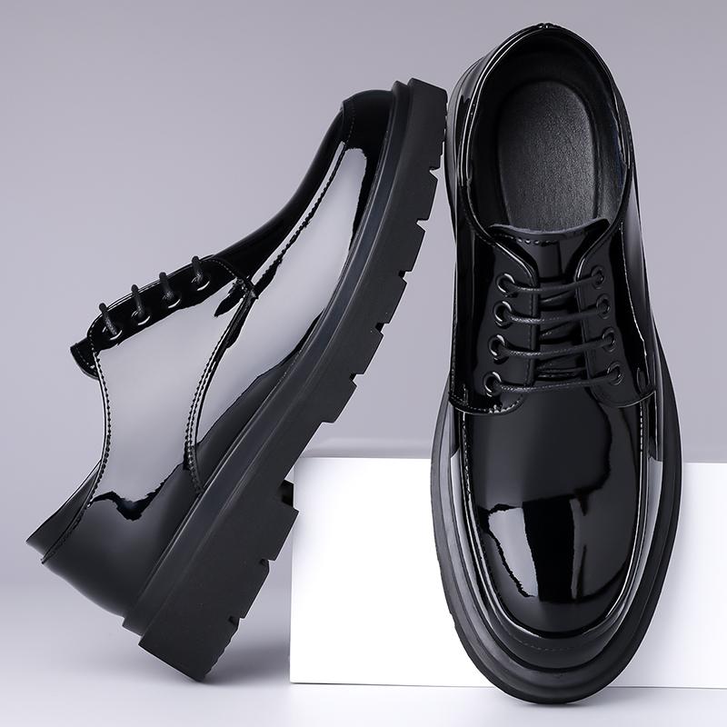 Fashion Lacquer leather men's shoes Classic and minimalist design styles Leisure office and work business Plus Size Thick soled shoes