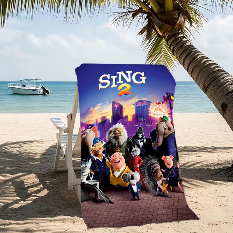 Beach Towel with Sing Pattern - soft,absorbent,machine washable Lightweight&Modern,swimming,Travel Essentials