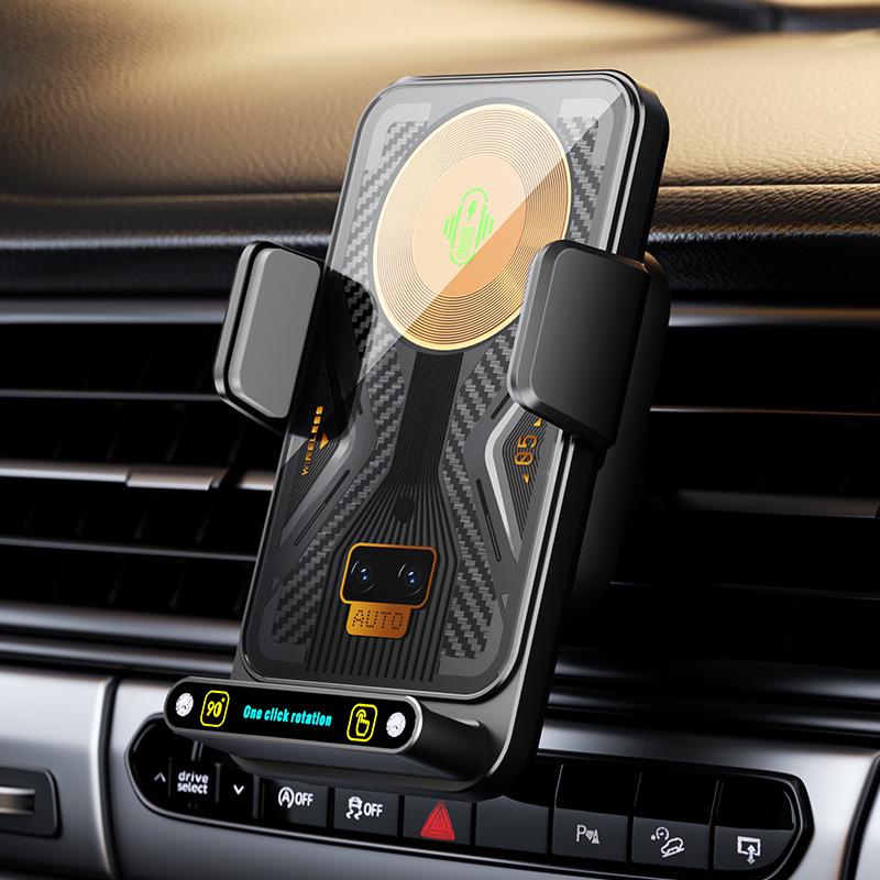 Magnetic Air Vent Car Phone Holder with 15W Wireless Fast Charging and Swivel Navigation