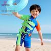 Boys' T-Rex One-Piece Swimsuit & Cap Set