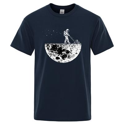 Astronauts Cherish The Lunar Environment Funny Print T-Shirts Men Loose Oversize Clothing Summer Soft Tshirt