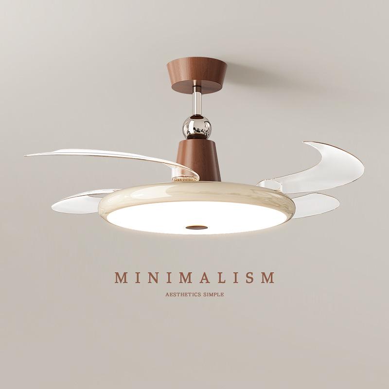 2025 Cream Wabi-Sabi Mid-Century Ceiling Fan Light, Silent High Airflow for Living Rooms & Restaurants