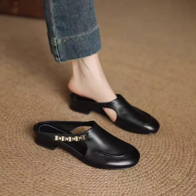 Mocassini Mule Eleganti da Donna Fibbia Metallica Tacco Basso Slip-On Piatte Scarpe Casual da Guida