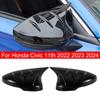 For Honda Civic 11th 2024 Car Sticker Rearview Side Mirror Cover Wing Cap Exterior Door Rear View Case Trim Carbon ABS