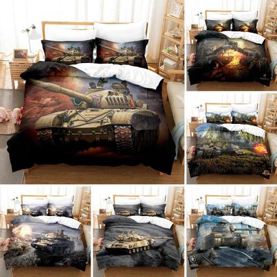 Tank Duvet Cover Set King Size War Theme Bedding Set Dirt Bike Quilt Cover for Kid Boys Men Comfortable Microfiber Quilt Cover