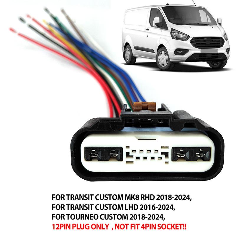 12-Pin Plug For Ford Tourneo Transit Custom 2016-2024 Wiper Motor Connector Wiring Cable Harness Loom Replacement GK21-17500-BA