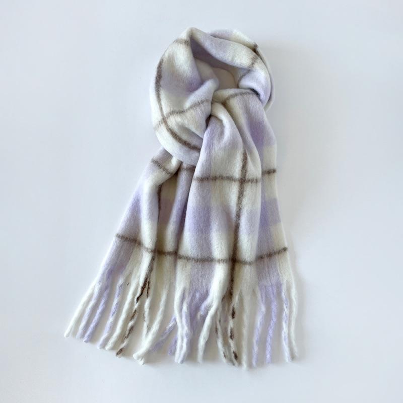 European and American mohair scarf winter thickened versatile shawl scarf wholesale fashion new plaid scarf women's winter