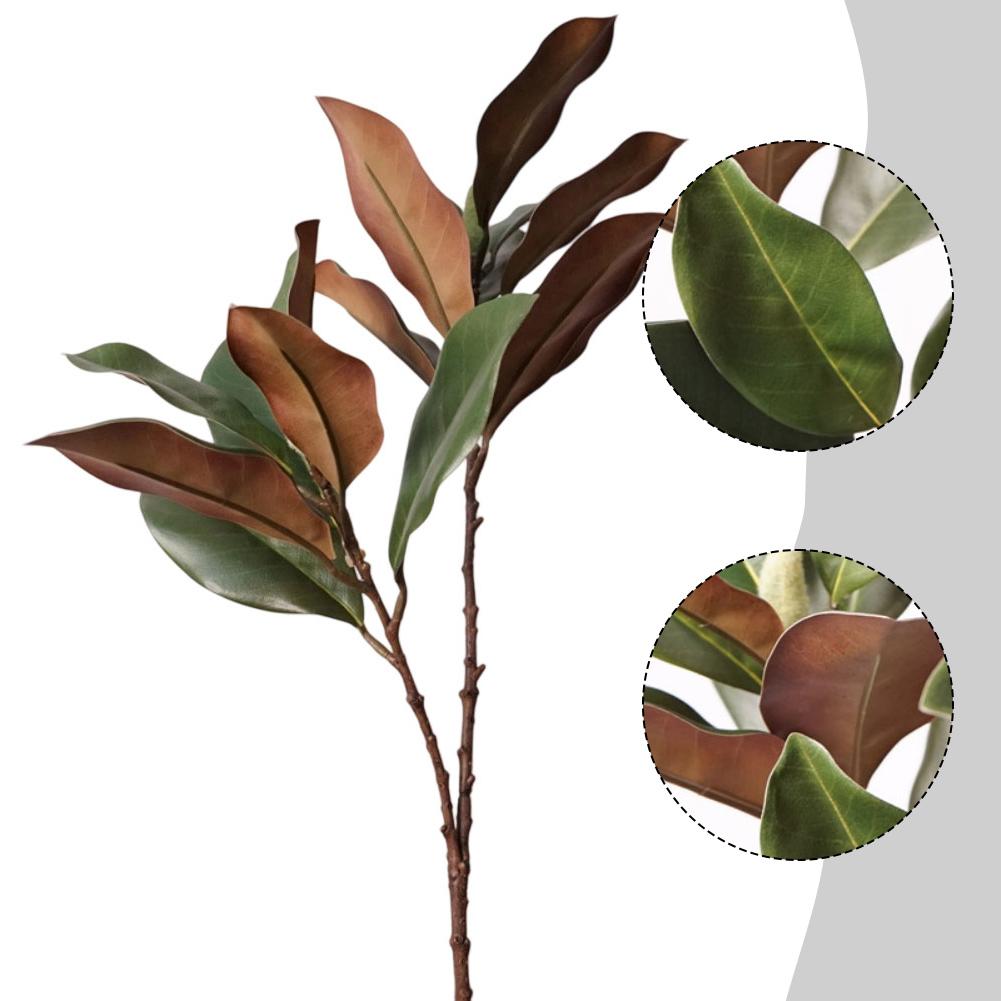 Artificial Magnolia Branches with Flexible Stems and Lifelike Leaves for Home Decoration Suitable for All Seasons Two Pieces